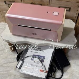 Barely Used MUNBYN Pink 300DPI, RW401AP Air-Print Wireless Wi-Fi Thermal Printer